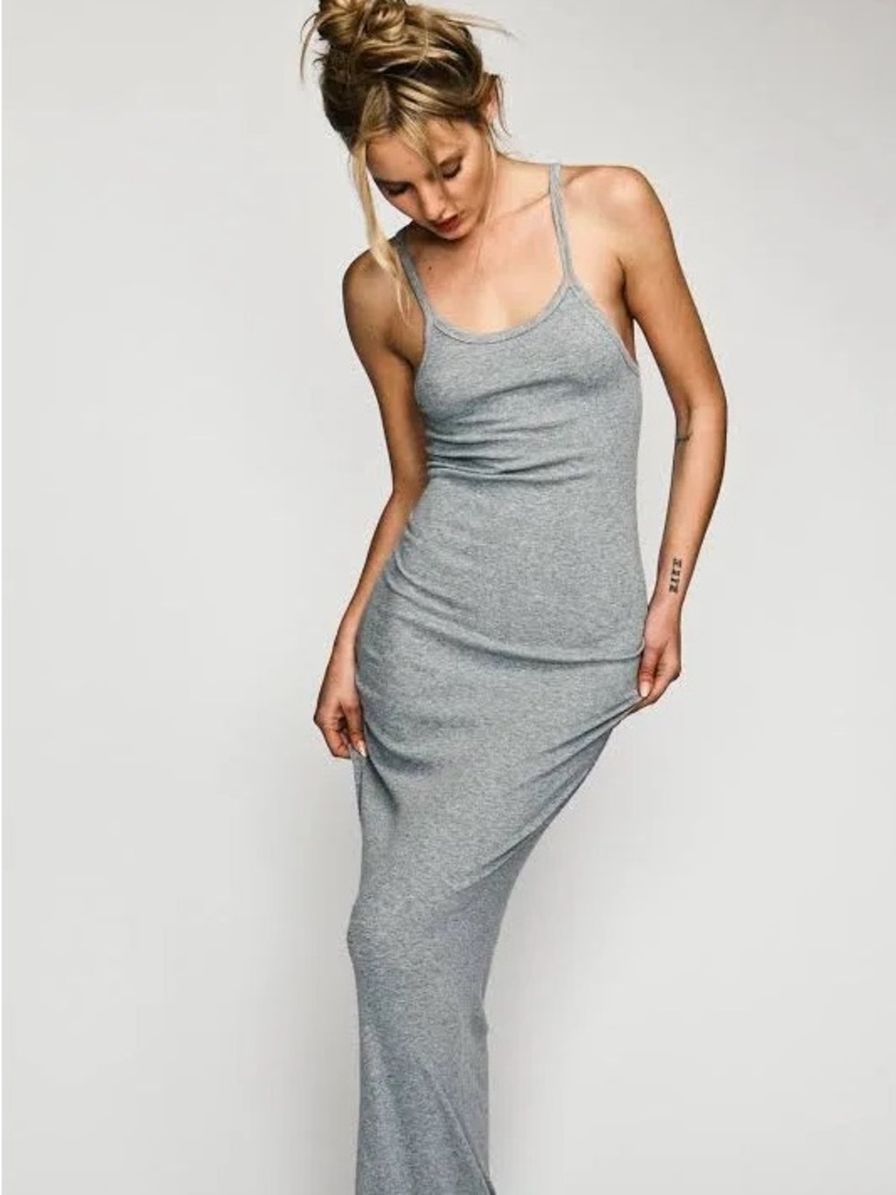 Eterne Women's Slim-Fit Grey Maxi Tank Dress